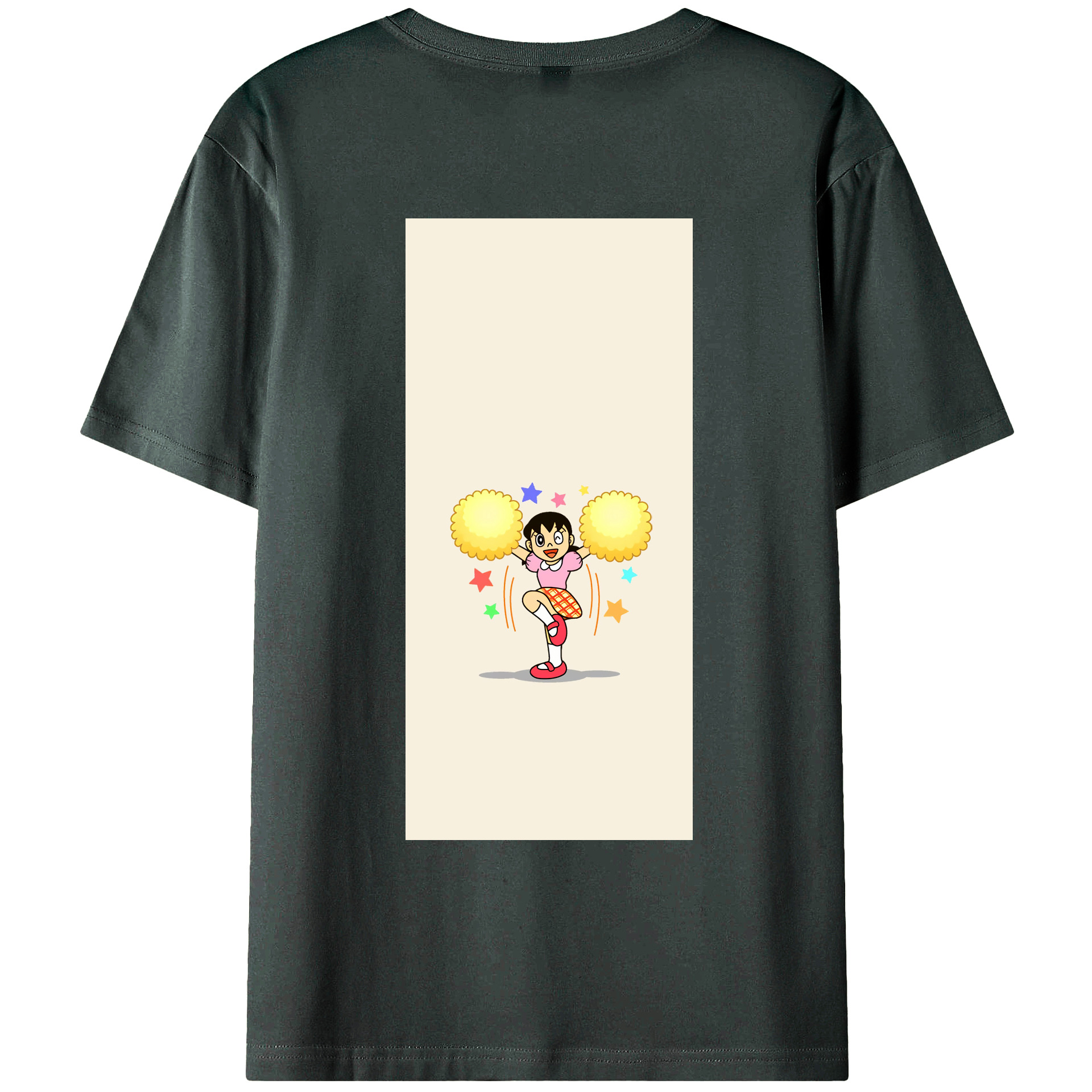 （画像用） ドラえもん みなもと しずか Doraemon Shizuka Minamoto 綿100％ メンズ半袖Tシャツ（バックプリント） 通気性